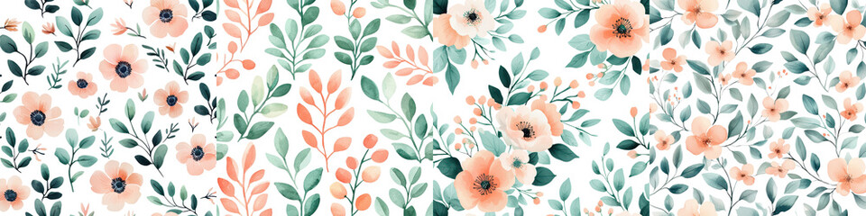 Vibrant colorful floral pattern with delicate blooms lush leaves and greenery creates an elegant serene botanical backdrop  Ideal for spring summer nature garden or cottage style design projects
