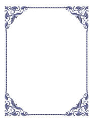 Decorative rectangular framework on transparent background. Letter page proportions. PNG.
