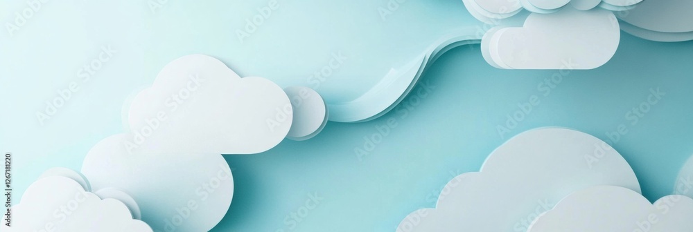 Aufkleber soft clouds swirl through a serene blue sky creating a calming, dreamlike atmosphere for relaxation 
