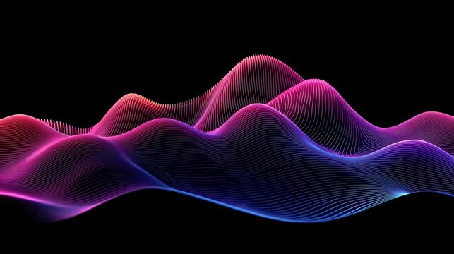 Fototapeta Colorful abstract wave flow on black background for digital art