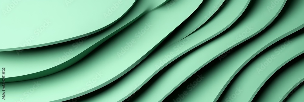 Poster mint green abstract wavy background seamless 3d rendered pattern with smooth, flowing lines.