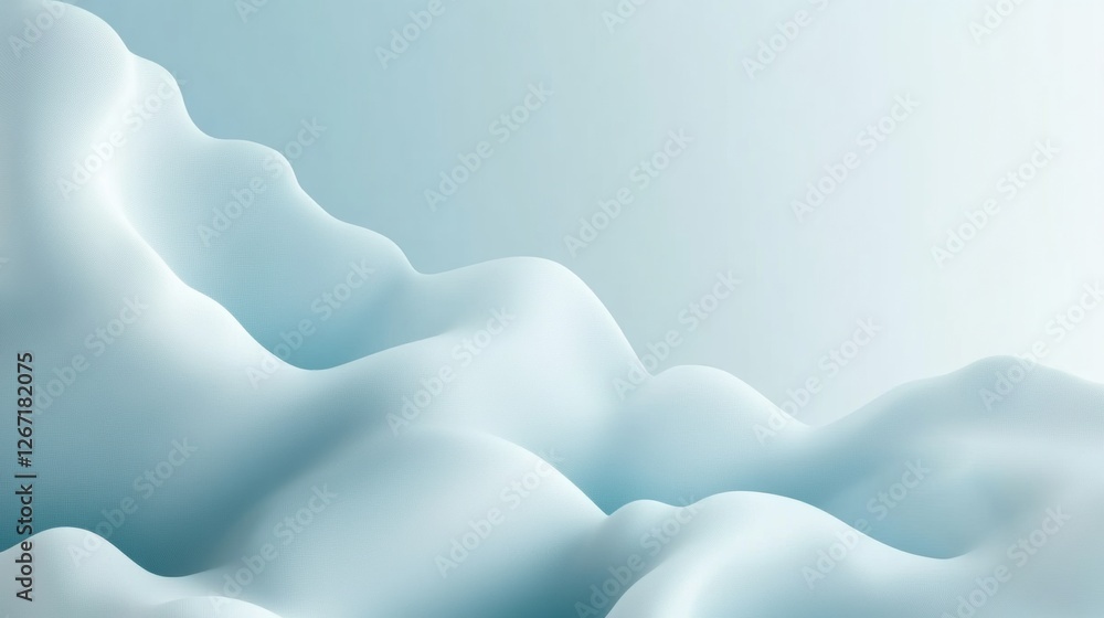 Fototapete Soft blue abstract waves create a serene atmosphere in a minimalist design. Generative AI