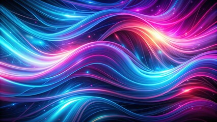 Obraz premium Mesmerizing Neon Abstract Background: Flowing Blue, Purple & Pink Light Streaks
