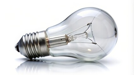 Incandescent Light Bulb on White Background