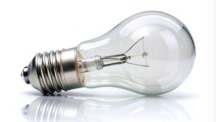 Incandescent Light Bulb on White Background