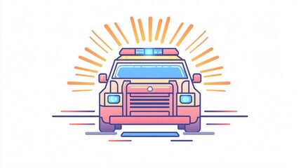 Emergency Police Flasher Light Icon Isolated on White