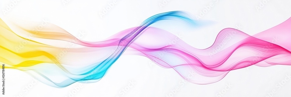 Poster Colorful abstract lines flowing smoothly across a light background creating a sense of harmony and movement. Generative AI