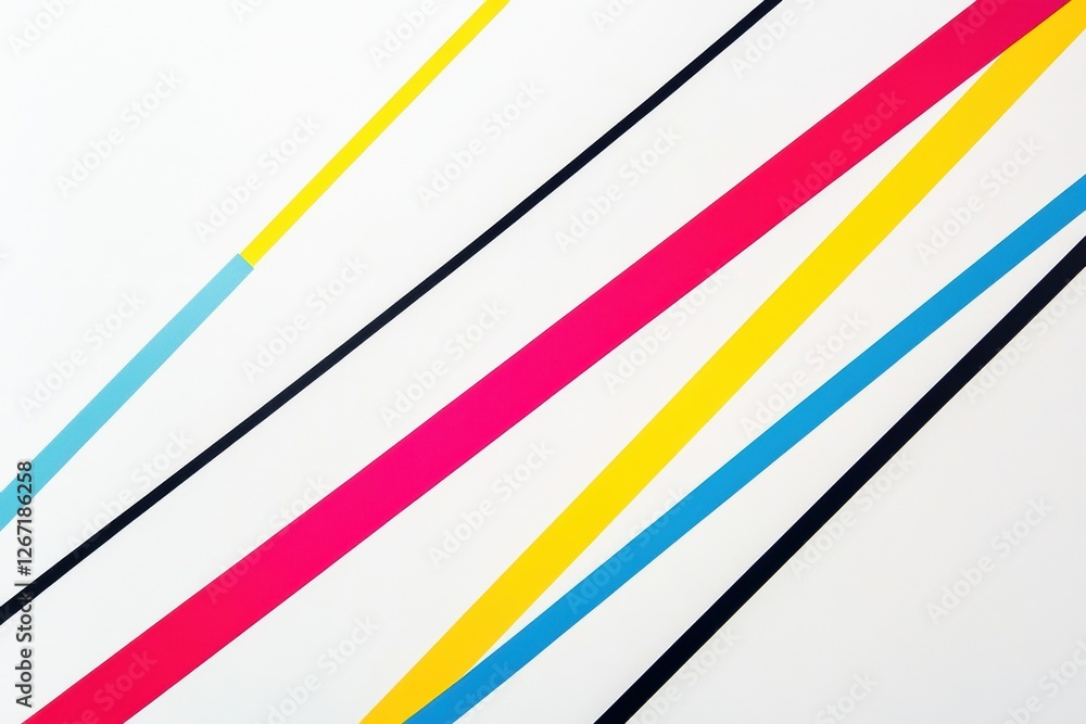 Poster Colorful abstract design with vibrant lines on a white background creating a modern artistic composition in bright hues. Generative AI