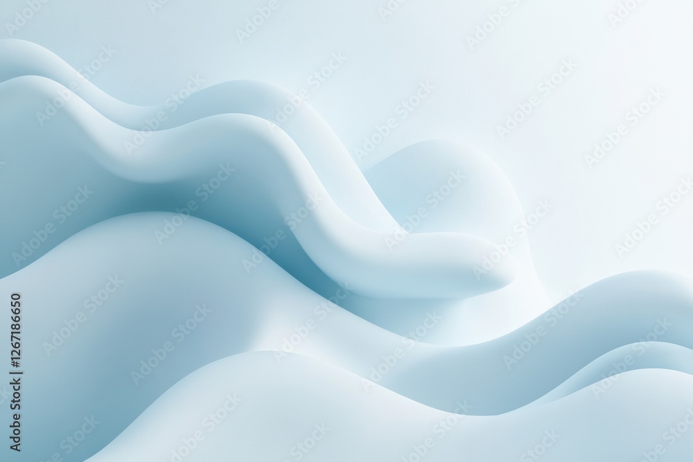 Aufkleber Soft curves and gentle waves create a serene landscape of light blue shades in an abstract form. Generative AI