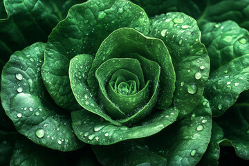 Obraz premium Emerald Verdancy, A Symphony of Green Leaves and Crystalline Dewdrops