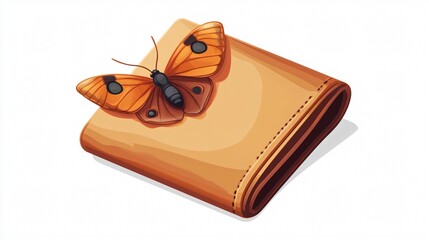 Empty Wallet 3D with Button Moth Poverty