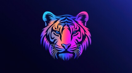 Vibrant tiger head graphic, modern art, digital design, abstract, cool design, use for wallpaper, logo, or social media