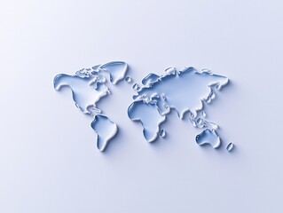 Stylized world map shape created with water, symbolizing global connection and environmental awareness.