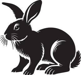 Rabbit Vector silhouettes. Collection of black easter rabbit silhouettes. 