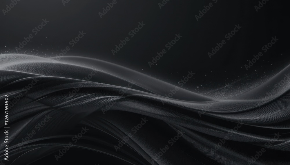 Aufkleber abstract black and gray flowing waves with subtle textures and sparkles