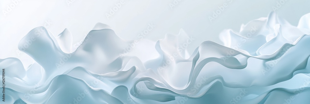 Fototapete Soft white fabric waves create a tranquil and elegant atmosphere in a minimalistic setting. Generative AI