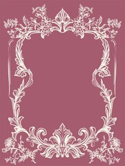 Modern interpretation of the Toile de Jouy style in digital illustration. Card, background, poster of botanical motifs in pastel colors. Line illustration with background.