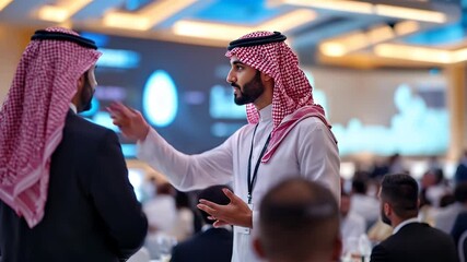 Arab Businessmen Networking at Conference