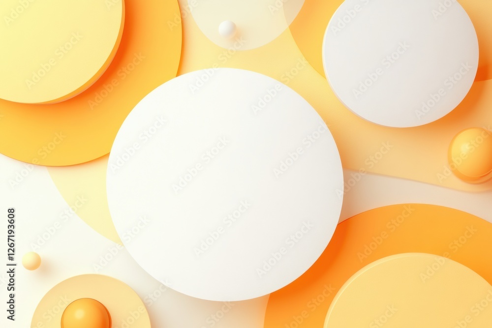 Aufkleber elegant composition of circular shapes in shades of yellow and white against a soft background. gene