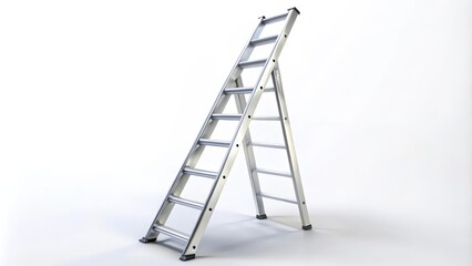 Aluminum Extendable Ladder on White Background