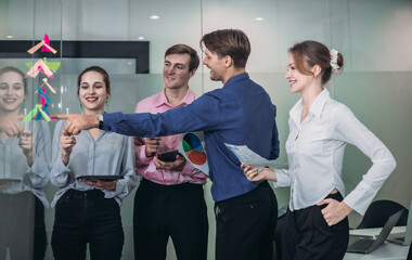 Businesspeople Using Sticky Notes for Strategic Planning