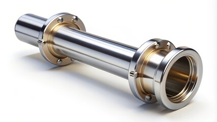 Polished Metal Component on White Background