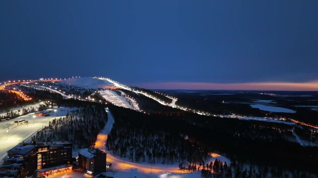 Lapland Sunset Aerial 3 &ndash; Levi Ski Resort Drone Footage