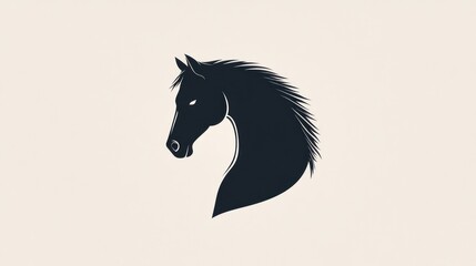 Silhouette of a horse head, simple design isolated on light plain background for equestrian art