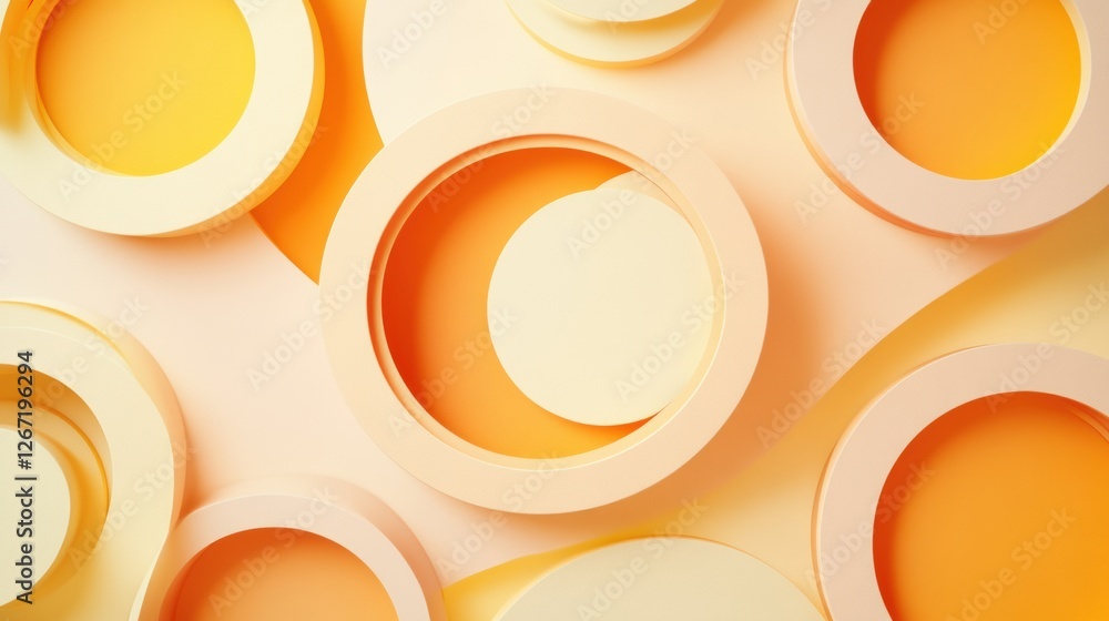 Aufkleber colorful paper circles create a vibrant abstract arrangement in warm tones of orange and yellow. gen