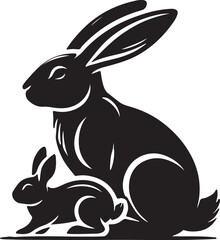 Rabbit Vector silhouettes. Collection of black easter rabbit silhouettes. 