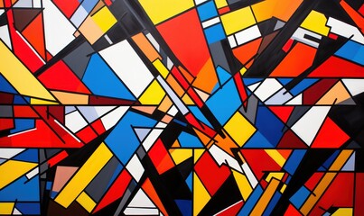 Abstract Angular shapes, bright colors, chaotic composition. For modern design and creative projects
