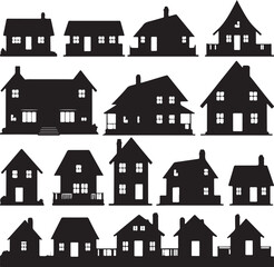 set of houses silhouettes