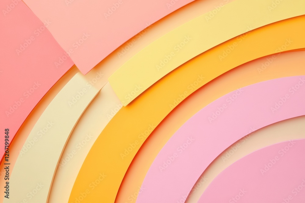 Poster colorful layered paper in shades of pink and yellow arranged harmoniously on a flat surface. generat