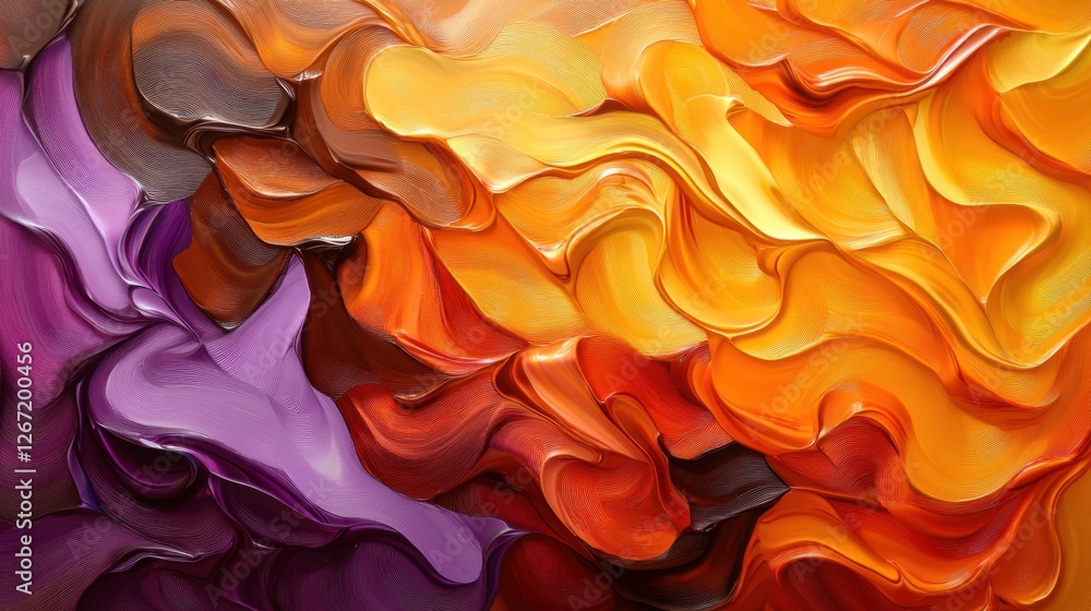 Poster an abstract digital rendering features swirling strokes of warm oranges and yellows transitioning in