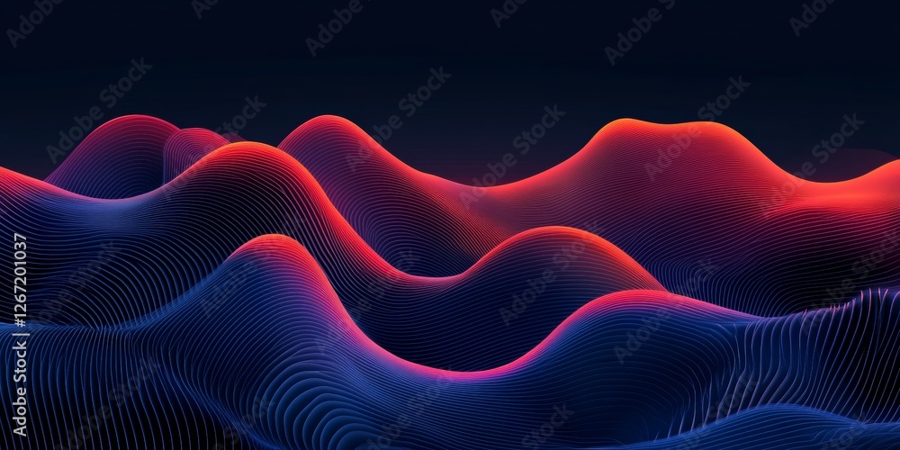 Poster abstract background with seamless looping gradient transitions in shades of deep blue and magenta
