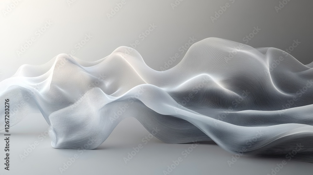 Poster abstract flowing wireframe design on a subtle gradient background