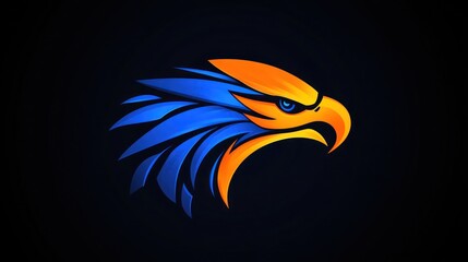 Obraz premium Fierce eagle head with sharp look against black, suitable for sports team, and e-sports mascot