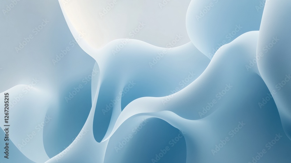 Canvas Prints Abstract smooth shapes in soft blue hue create a calming visual effect in modern digital art. Generative AI