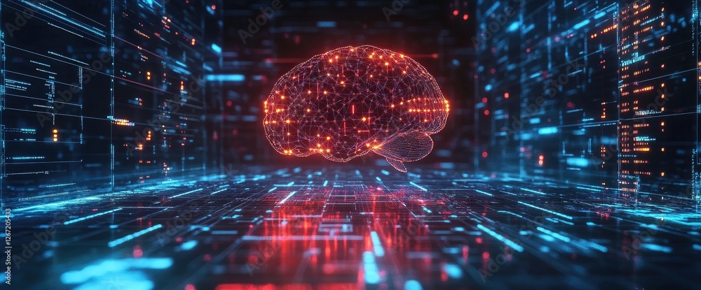 Poster digital brain data processing, network, future tech