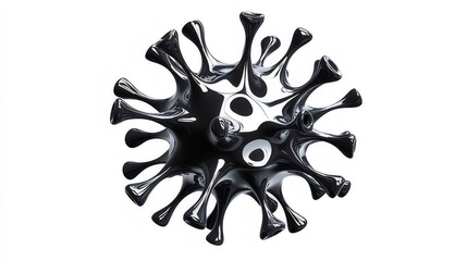 Dark Virus 3D Render, White Background, Science