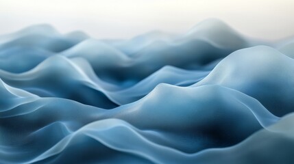Obraz premium Abstract blue flowing wave like fabric in soft lighting