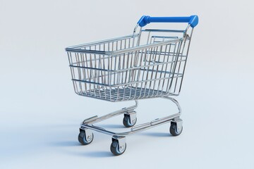 Empty shopping cart on white background.