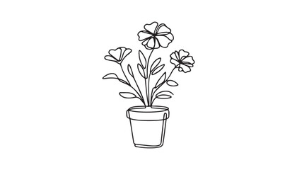 Continuous one single minimal line drawing plant
