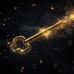 Manifestation & The Law of Attraction A glowing golden key surrounded by sparkles.