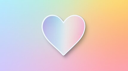 A glossy heart sticker floats on a clean white background, blending seamlessly with a dynamic and colorful gradient effect.