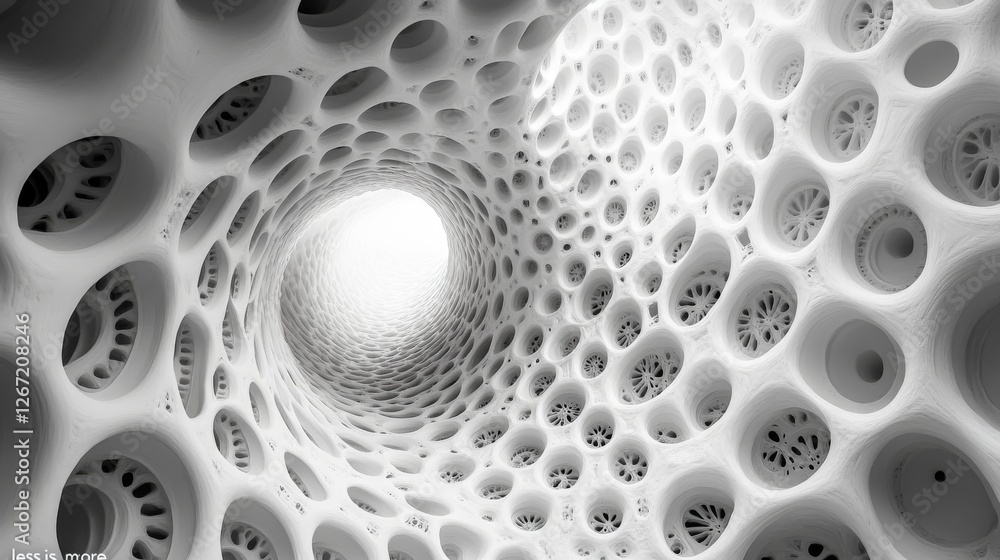Fototapete abstract white organic structure: a 3d render of intricate cellular forms
