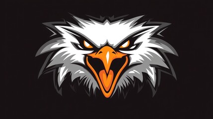 Obraz premium Angry eagle head mascot, dark background, sports logo