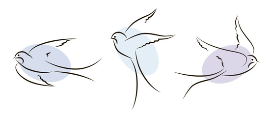 Swallow tattoo stock vector. Tattoo style swallow with banner, old school. Sailor Sticker. Freedom tattoo. Traditional tattoo vector