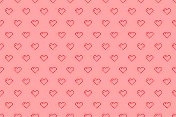 ドット絵ハートの壁紙（赤）、ピクセル、パターン、背景素材