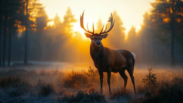 deer at sunset
